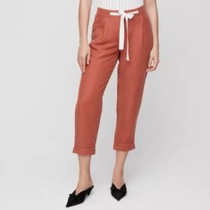 Aritzia Wilfred Allant Linen Crop Pants Women’s Size 6 Sash Tie Cuffed Pleated